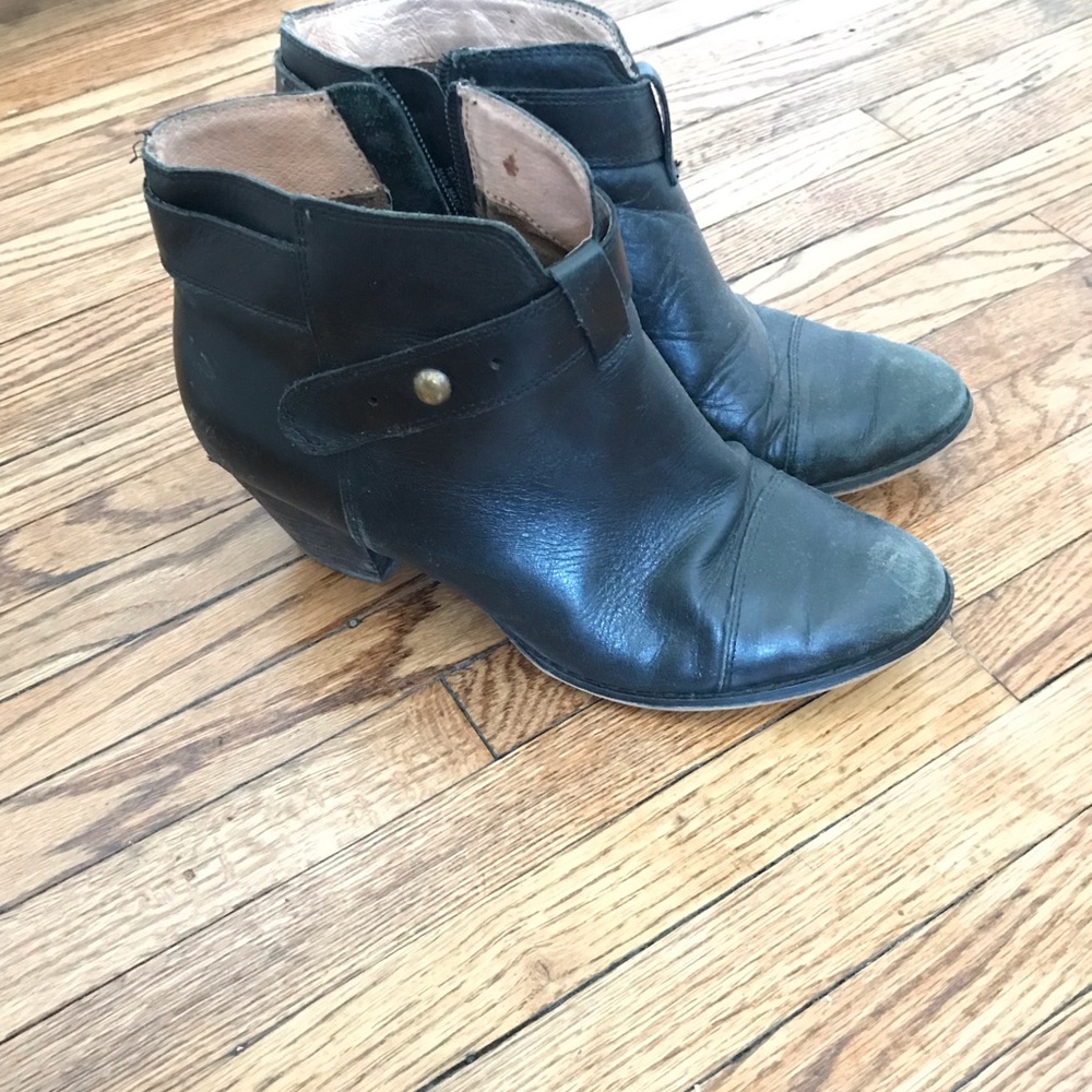 Black leather ankle boots